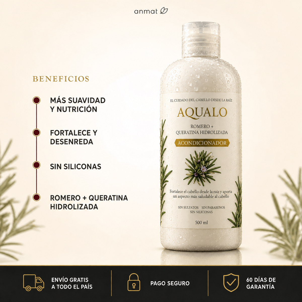 AQUALO™ Acondicionador Anticaída y Fortalecimiento - 500ml
